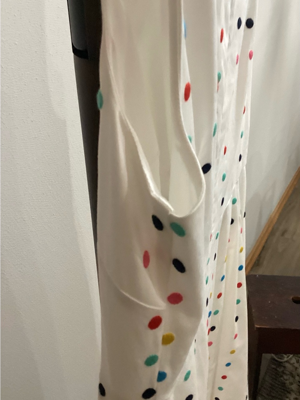 Boden White Cotton Multi-Color Embroidered Polka Dot Fit & Flare Dress Sz 6P - Picture 12 of 13